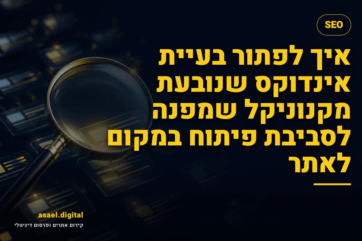 איך לפתור בעיית אינדוקס שנובעת מקנוניקל שמפנה לסביבת פיתוח במקום לאתר