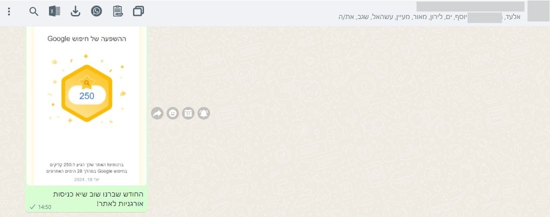 250 קליקים מגוגל ב־28 יום ושיא אורגני חודשי