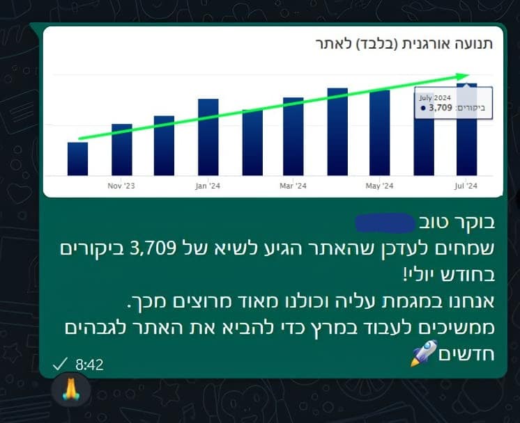 תנועה אורגנית: 3,709 ביקורים או כניסות — יולי 2024