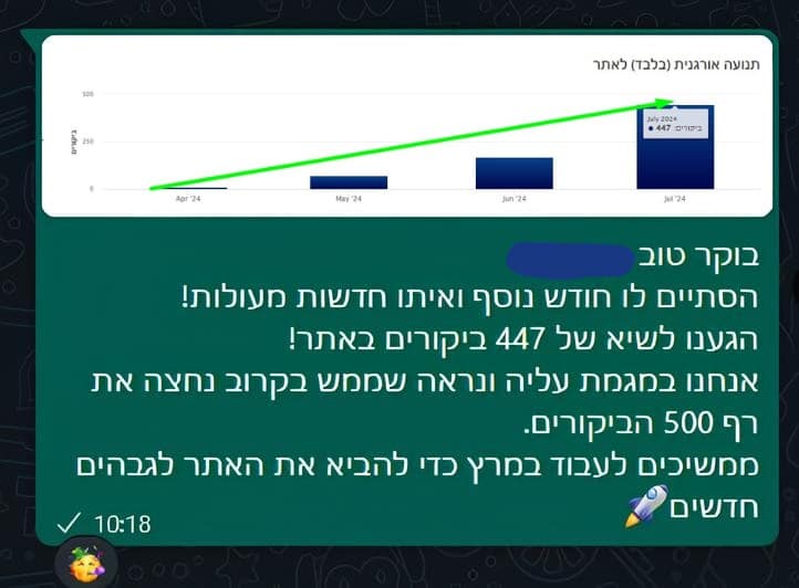 תנועה אורגנית: 447 ביקורים או כניסות — יולי 2024