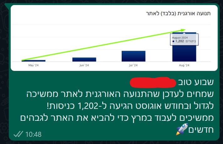 תנועה אורגנית: 1,202 ביקורים או כניסות — אוגוסט 2024
