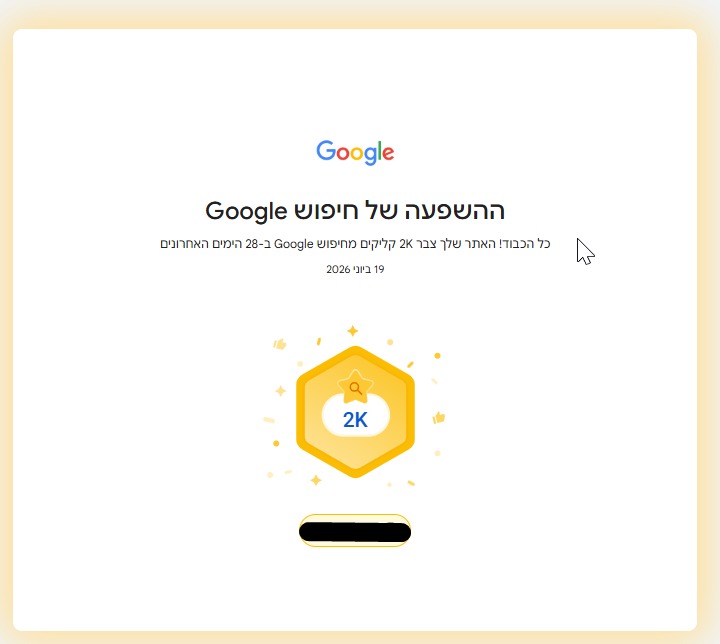 2,000 קליקים אורגניים ב־28 יום — 19 ביוני 2026