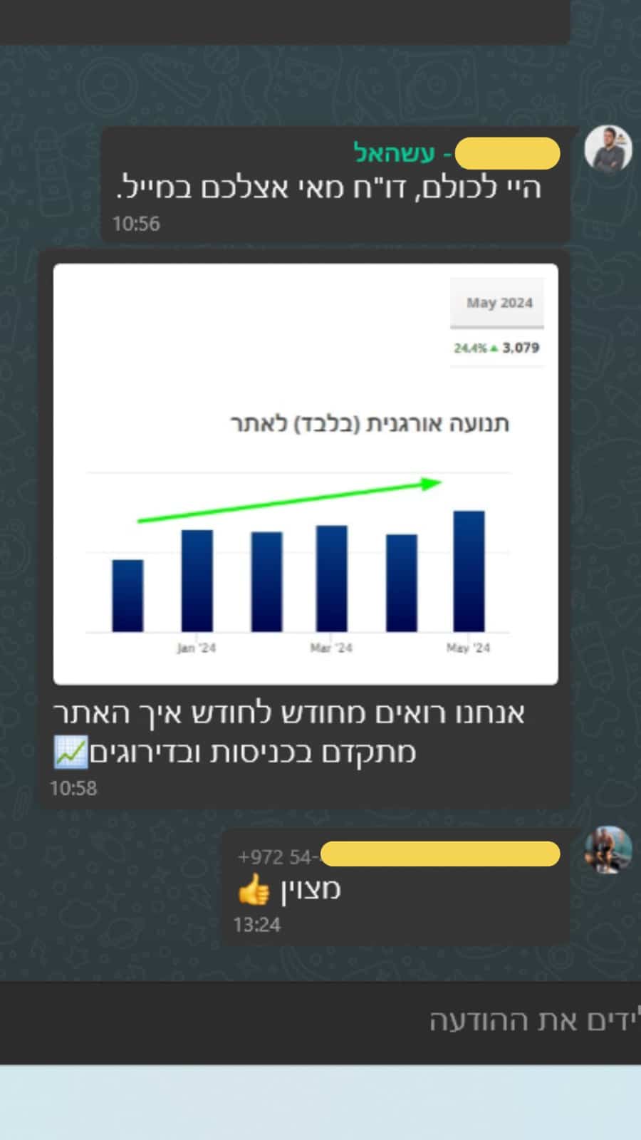 תנועה אורגנית: שינוי או שיעור של 244% — מאי 2024