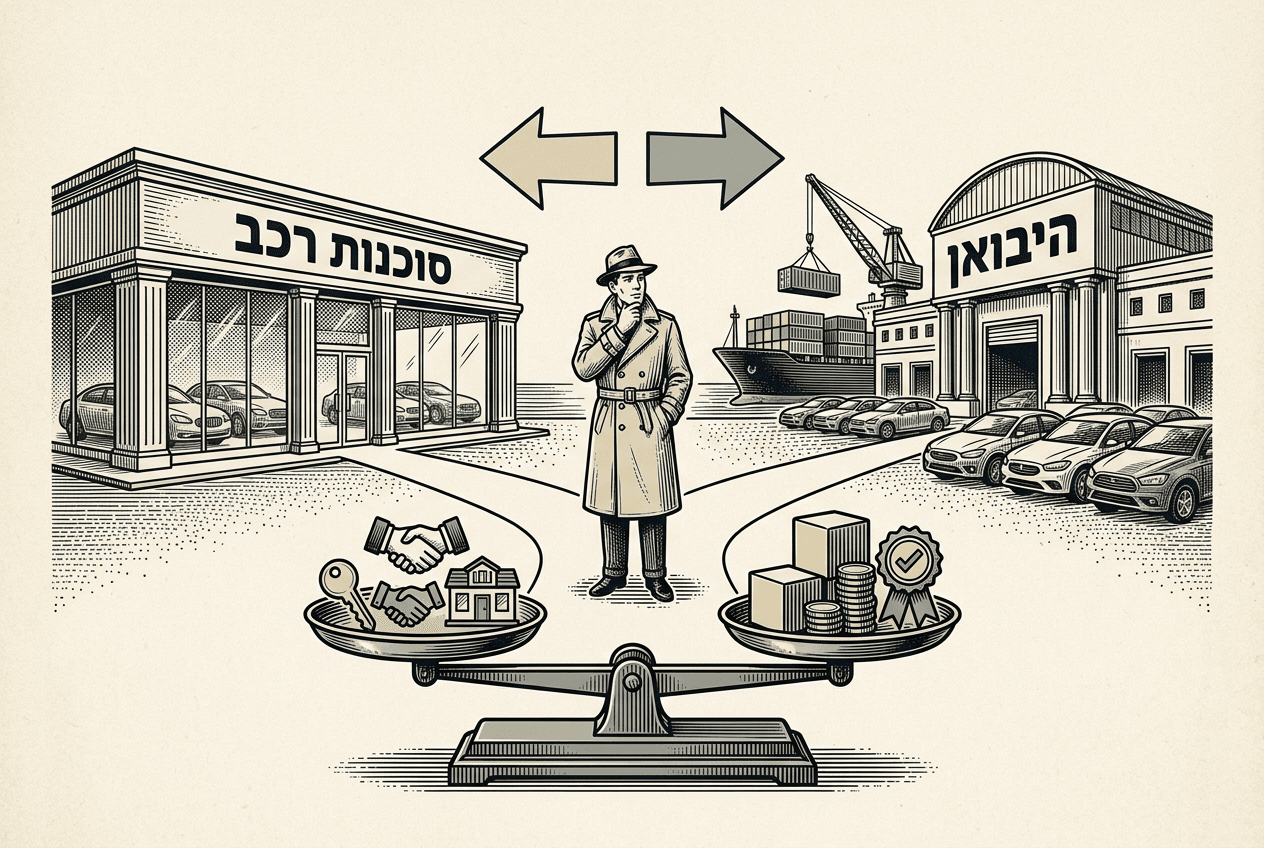 איור נלווה לכתבה: האם לקנות מסוכנות רכב או ישירות מהיבואן?