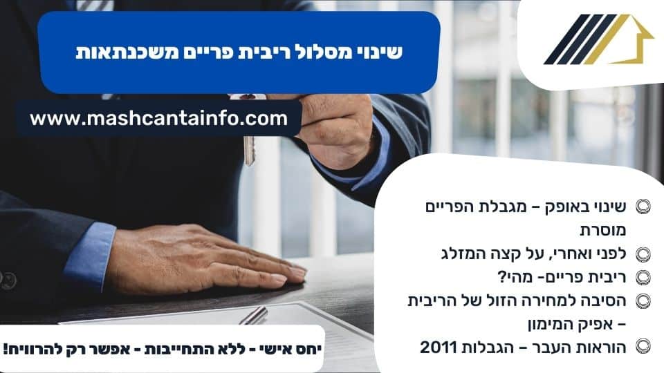 שינוי מסלול ריבית פריים משכנתאות