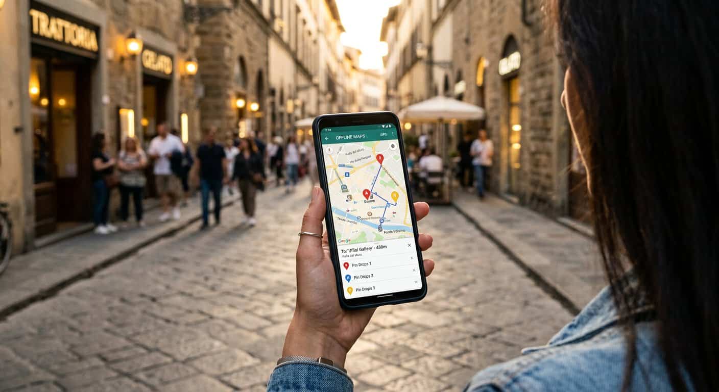 רוכב אופניים במסלול אופניים ירוק לצד אוטובוס חשמלי עוצר בתחנה ברחוב עירוני מודרני עם שדרת עצים והולכי רגל